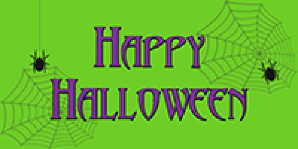 Happy Hallween Spiders and Web Themed Message Banner