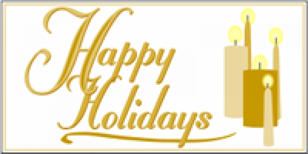 Happy Holidays Gold Candles Message Banner