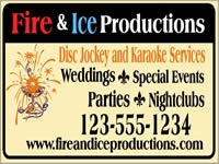 Disc Jockey and Karaoke Services yard sign template with list of event types