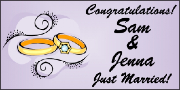 Just Married w/Rings Message Banner